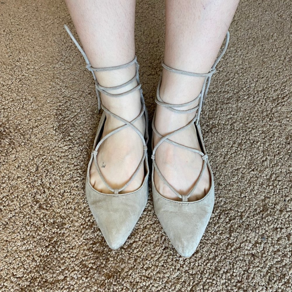 Crossed Laced Ballet Flats